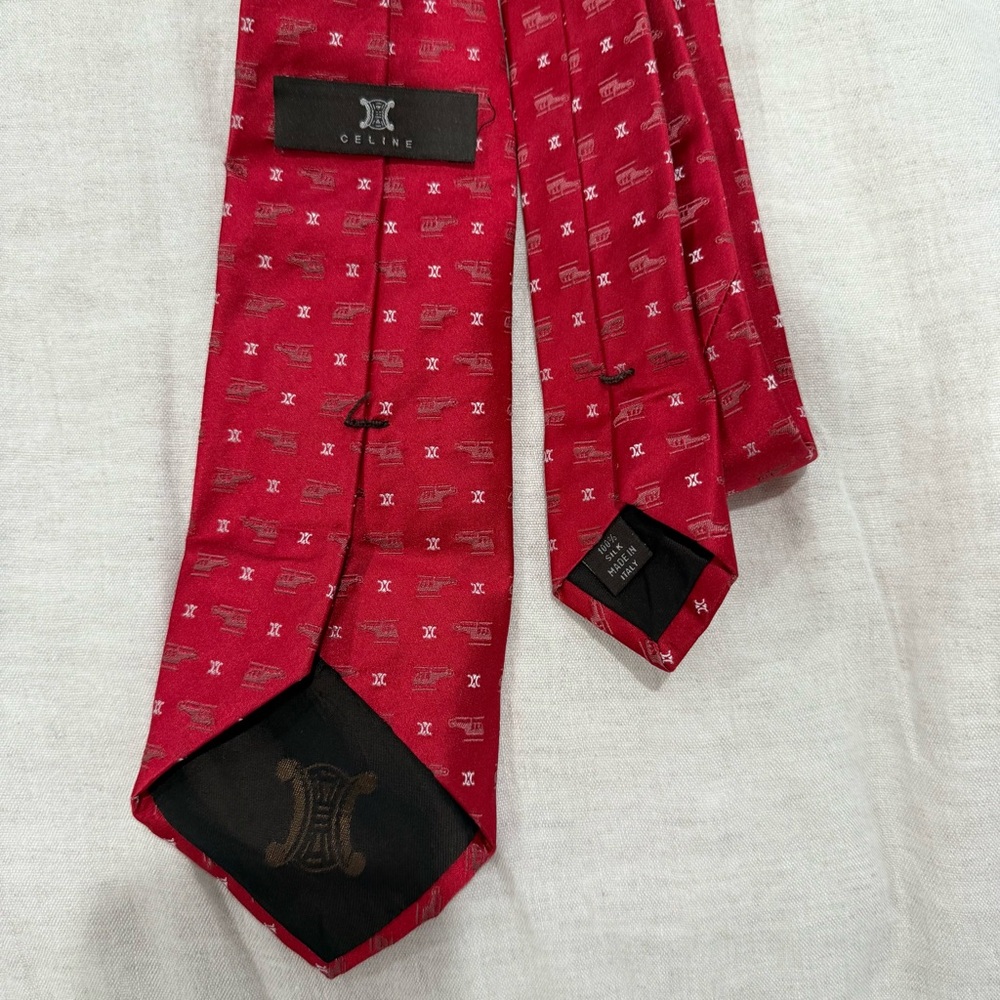 Authentic Celine Red Patterned Tie